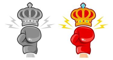 Two gloves and crown for boxing vector