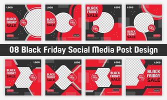 Social media post banner template pack for Black Friday festival. Fashion sales social media post, web ads banner, Promotional ads design. vector
