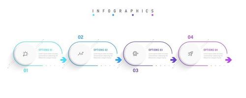 plantilla de diseño de etiquetas infográficas vectoriales con iconos y 4 opciones o pasos. se puede utilizar para diagramas de proceso, presentaciones, diseño de flujo de trabajo, banner, diagrama de flujo, gráfico de información. vector