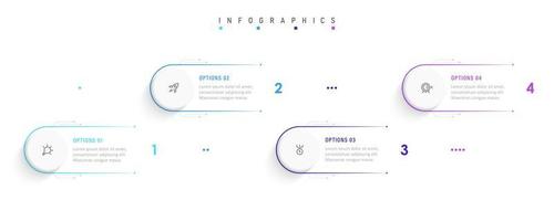 plantilla de diseño de etiquetas infográficas vectoriales con iconos y 4 opciones o pasos. se puede utilizar para diagramas de proceso, presentaciones, diseño de flujo de trabajo, banner, diagrama de flujo, gráfico de información. vector