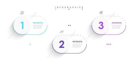 plantilla de diseño de etiquetas infográficas vectoriales con iconos y 3 opciones o pasos. se puede utilizar para diagramas de proceso, presentaciones, diseño de flujo de trabajo, banner, diagrama de flujo, gráfico de información. vector