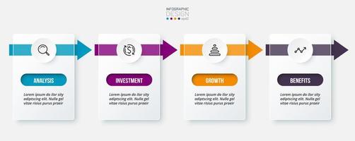 concepto de negocio de plantilla infográfica con paso. vector