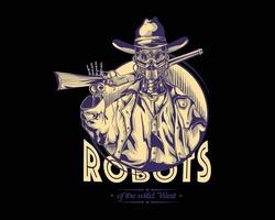Wild West of robot cowboy graphics vector t-shirt design
