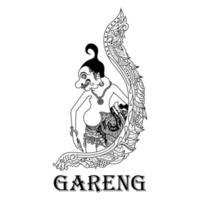 Wayang kulit gareng line art vector