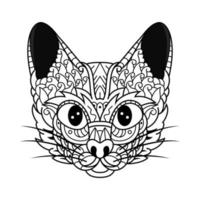 arte de línea de cabeza de gato vector