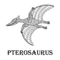 arte lineal de pterosaurio vector