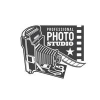 Photo studio icon or sign with vintage camera vector