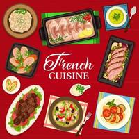 French cuisine restaurant meals menu cover page vector