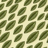 textura de plantilla decorativa sin costuras con hojas verdes sobre fondo beige. plantilla para fondos de pantalla, fondo del sitio, diseño de impresión, tarjetas, diseño de menú, invitación. ilustración vectorial vector