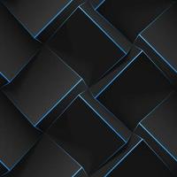 Volumetric abstract texture with black cubes with thin blue lines. Realistic geometric seamless pattern for backgrounds, wallpaper, textile, fabric and wrapping paper. Vector realistic illustration.