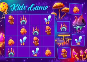 Sudoku kids game worksheet with magic mushrooms vector