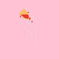 Hand holding a menstrual cup. Vector. All elements are isolated vector