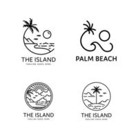 palm tree and beach logo collection vector