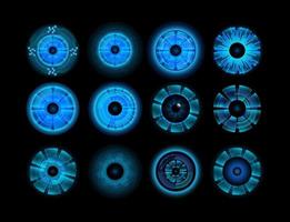 Set of blue hi-tech eyes for cyber security vector