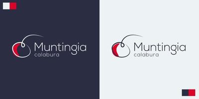 contorno del logotipo de cereza. diseño de logotipo simple muntingia calabura vector