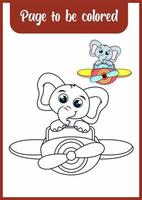 coloring book for kid, cute elephant vector