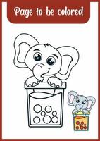 coloring book for kid, cute elephant