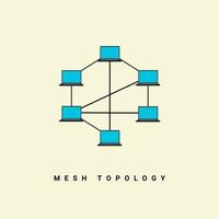 Mesh topology network vector illustration, in computer network technology concept