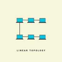 ilustración de vector de red de topología limear, en el concepto de tecnología de red informática