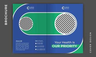 Healthcare medical bifold business brochure cover design or company profile template layout vector