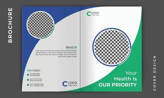 Healthcare medical bifold business brochure cover design or company profile template layout vector