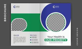 Healthcare medical bifold business brochure cover design or company profile template layout vector