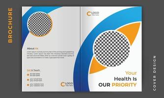 Healthcare medical bifold business brochure cover design or company profile template layout vector