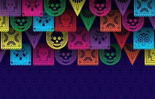 papel picado sobre fondo morado vector