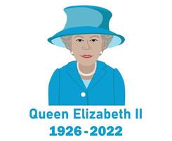 Queen Elizabeth Suit 1926 2022 Face Portrait Cyan British United Kingdom National Europe Country Vector Illustration Abstract Design