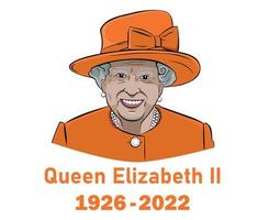 Queen Elizabeth Suit 1926 2022 Face Portrait Orange British United Kingdom National Europe Country Vector Illustration Abstract Design