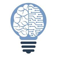 diseño de logotipo de bulbo y cerebro. icono de vector de cerebro de idea de bombilla creativa.