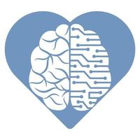 diseño creativo del logo en forma de corazón cerebral. pensar en el concepto de idea. lluvia de ideas icono de logotipo de cerebro de pensamiento de poder. vector