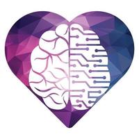 diseño creativo del logo en forma de corazón cerebral. pensar en el concepto de idea. lluvia de ideas icono de logotipo de cerebro de pensamiento de poder. vector