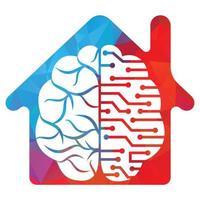 Creative brain house logo design. Think idea concept. Brainstorm power thinking brain Logotype icon. vector