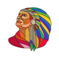 dibujo de tocado de jefe indio nativo americano vector