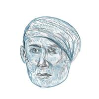 Old Man Wearing Turban Drawing vector