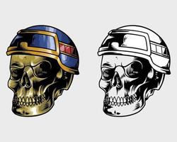 a skull with a unique helmet that is rarely found vector