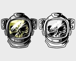 skull with cool astronaut helmet vector