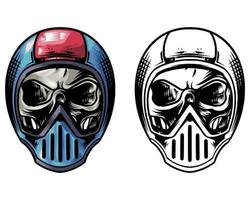 cool blue unique skull helmet vector