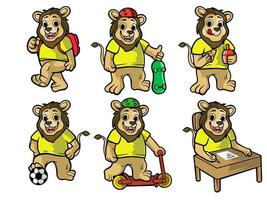 a collection of cute and adorable lion poses vector