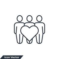 community icon logo vector illustration. people and hearth symbol template for graphic and web design collection