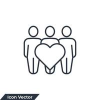 community icon logo vector illustration. people and hearth symbol template for graphic and web design collection