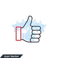 Ilustración de vector de logotipo de icono de pulgar hacia arriba. como plantilla de símbolo para la colección de diseño gráfico y web