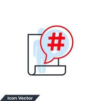 ilustración de vector de logotipo de icono de hashtag. hashtag en el chat de burbujas en la plantilla de símbolo de documento para la colección de diseño gráfico y web