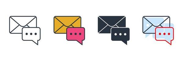 message icon logo vector illustration. Envelope and bubble chat symbol template for graphic and web design collection