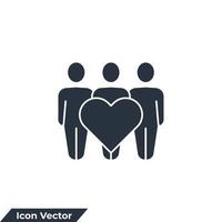 community icon logo vector illustration. people and hearth symbol template for graphic and web design collection