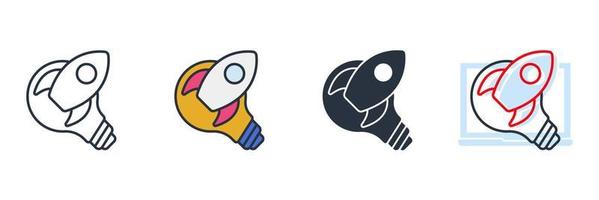 idea icon logo vector illustration. rocket on light bulb symbol template for graphic and web design collection