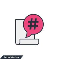 ilustración de vector de logotipo de icono de hashtag. hashtag en el chat de burbujas en la plantilla de símbolo de documento para la colección de diseño gráfico y web