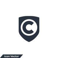 ilustración vectorial del logotipo del icono de copyright. derechos de autor en la plantilla de símbolo de escudo para la colección de diseño gráfico y web vector