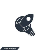 idea icon logo vector illustration. rocket on light bulb symbol template for graphic and web design collection